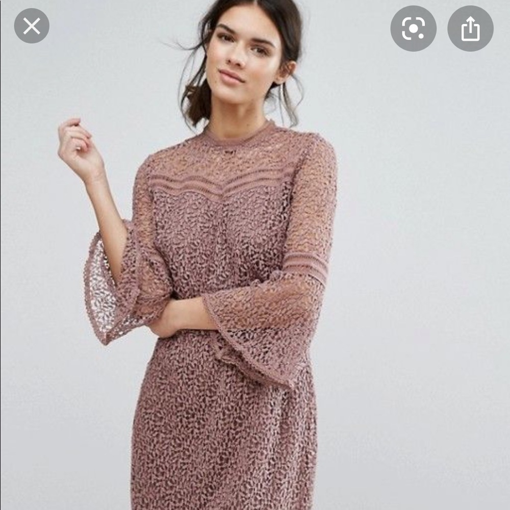 Y.A.S Stia Lace Bell-Sleeve Midi Dress